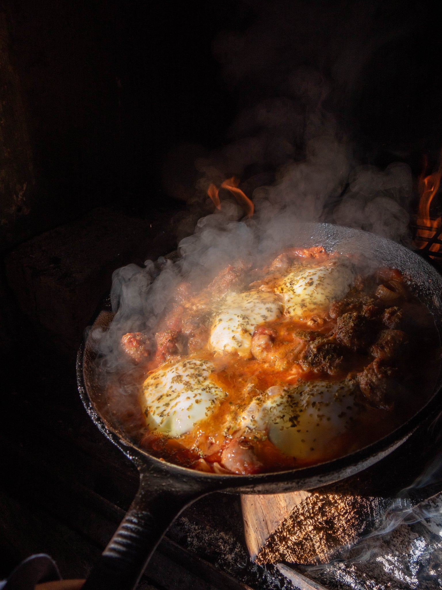 Open-Fire Spanish Eggs